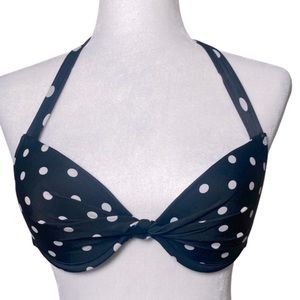 Mossimo Polka Dot Retro Bikini Top Black and White Sz Small